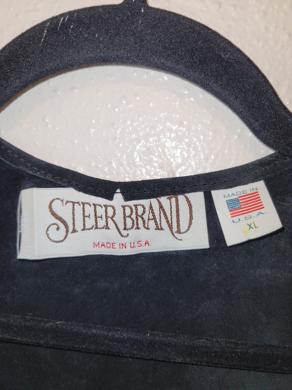 Vintage Steer Brand Black Suede Leather Fringe Western Vest USA XL - Picture 6 of 10